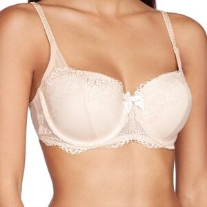 DKNY 32D Lace White Balconette Padded Push Up Underwire Bra New
